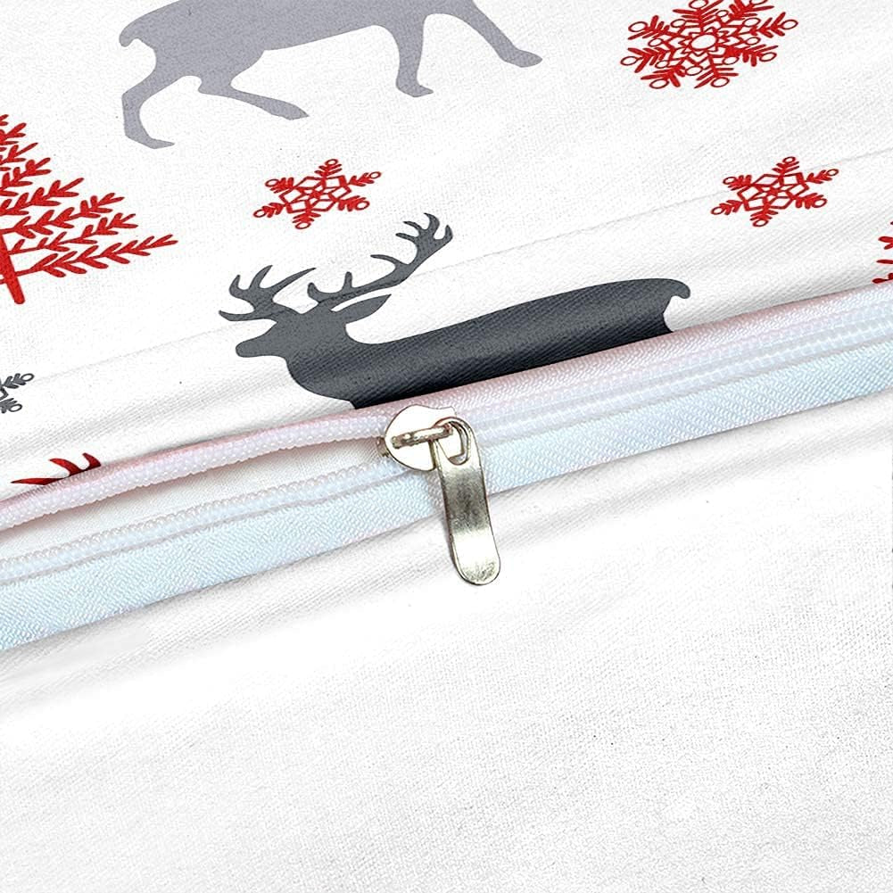 Cozy Up Your Bedroom with the Lodge Reindeer Duvet Cover Set - 3-Piece Rustic Moose Elk Bedding Collection in Queen Size