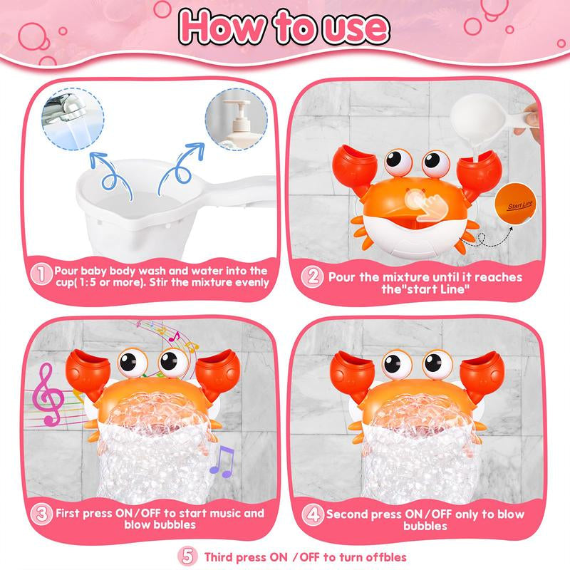 2024 Enhanced Rechargeable Crab Bubble Maker - Interactive Bubble Machine with Children's Songs for Pool Play, Ideal Gift for Kids' Birthdays and Easter