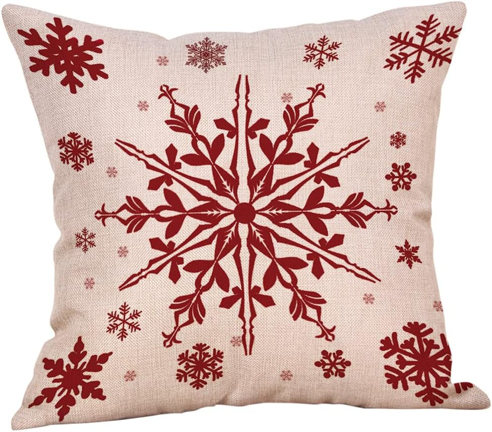Transform Your Space with Our Set of 4 Festive Christmas Decorative Pillow Covers - 18x18 Inch Cotton Linen Style!