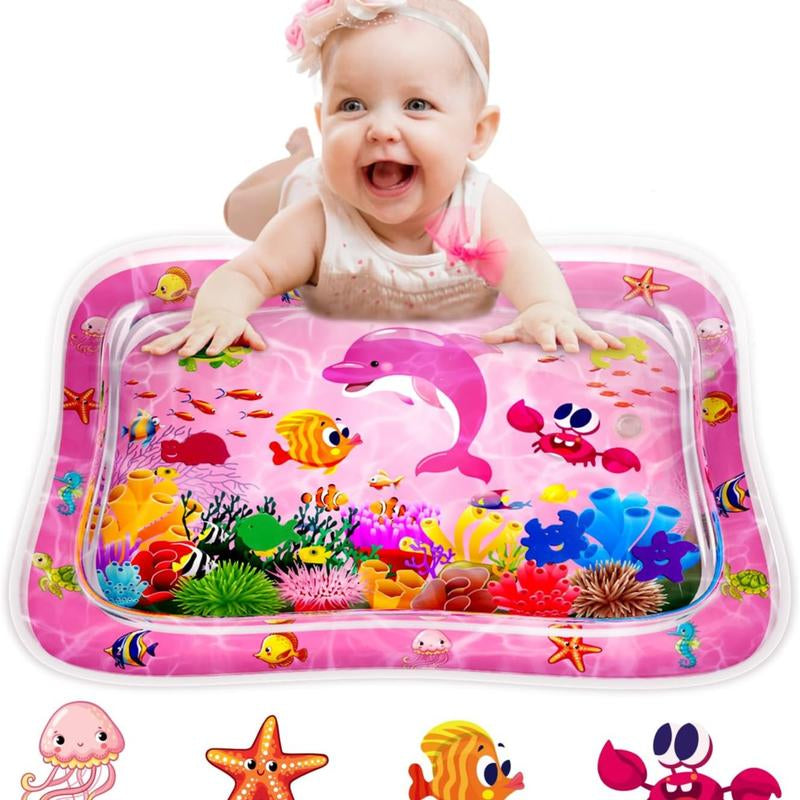 Baby Tummy Time Water Mat - Inflatable Sensory Playmat for Newborns and Infants (3-12 Months) - Ideal Gift for Boys and Girls (Pink)