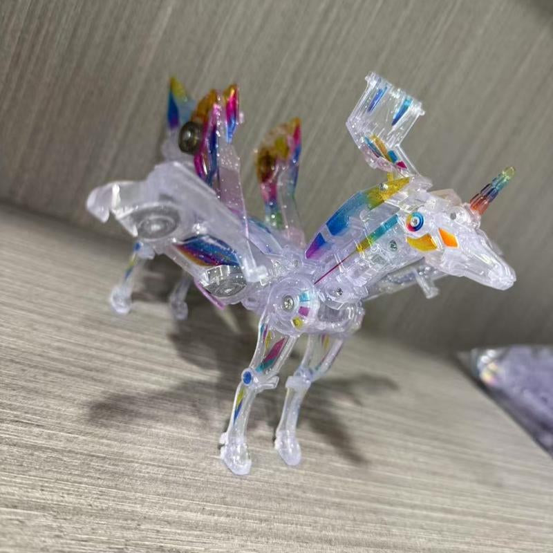 Transforming Car Toys into Magical Flying Dinosaurs and Unicorns - 2-Piece Set of Automatic Deformation Car-Robots for Kids with Magnetic Connections