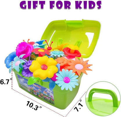 Flower Garden Building Set for Girls - 130 Piece Floral Arrangement Playset, Ideal Gift for Creative Play and Pretend Gardening, Educational STEM Toy for Children Ages 3-7