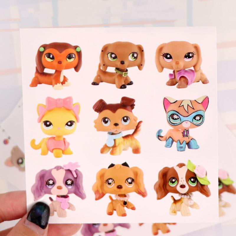 5-Piece Assorted Miniature Cat and Dog Figures with 7-Piece Accessory Set for LPS Collection