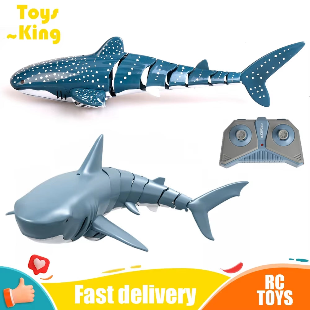 2.4G Remote Control Submarine Robots with Lights and Water Spray - Electric Shark and Fish Toys for Outdoor Play